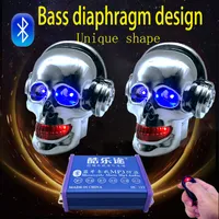 1 Stück Motorrad Skull Audio MP3 mit Bluetooth Auto Wasserdichte Subwoofer Modifiziertes Dreirad Elektroauto Anti-Theft-Lautsprecher 12V