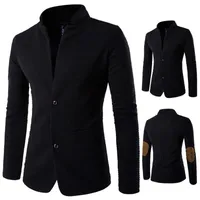팔꿈치 pacthwork 내마모성 패브릭 디자인을 팔 재킷 남자 긴 두 개의 버튼을 순수한 컬러 남성 비즈니스 재킷 코트 무료 배송 XY618 슬리브