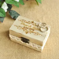 カスタム刻印リングボックスの結婚指輪ホールダーボックス、パーソナライズされた結婚指輪ベアラーボックスC19021601