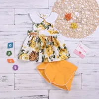 Baby Girls Cotton Flower Robe imprimée + Pantacourt 2PC Tenues Vêtements enfants Mode ensemble 5sets / lot