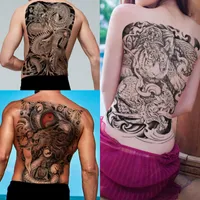 Big grande tatuaggio temporaneo drago Buddha Tiger Sticker Fashion Big posteriore completa petto impermeabile Transfer Body Art Tattoo Paper Sticker 3D Design