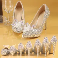 Handmade Sparkly Costed Toe Diamond Beakeed Свадебное платье Обувь насосы насосы для каблуки на каблуках Pageant Pageant Bridal Switch Вечерняя выпускного вечера