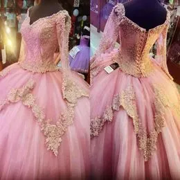 Vestidos De Quincea era Rosa Dorado Online DHgate