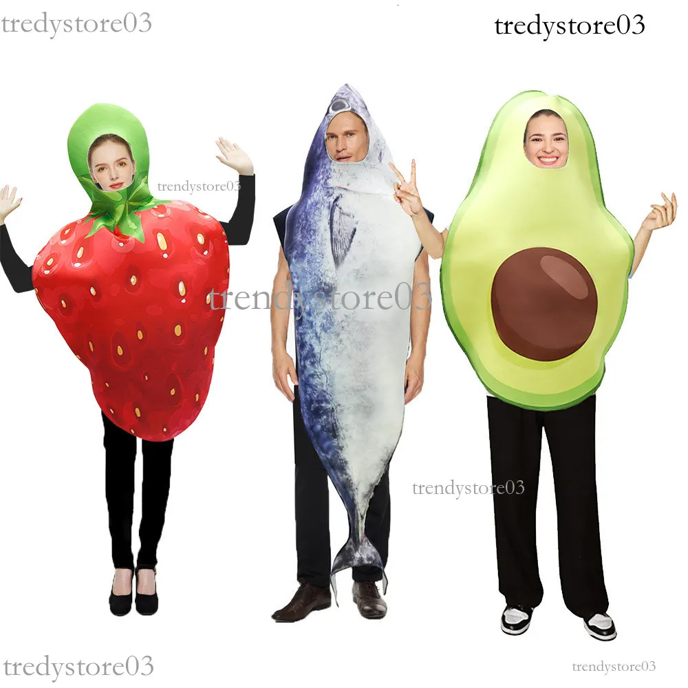 2025 Halloween New Trend Comedy Stage Fun Party Fruit Role Play Strawberry  Avocado Fisherman Prop Costume, image size:1000x1000