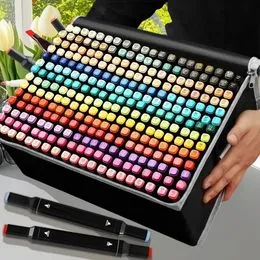 Ohuhu Alchol Markers 80 Kleuren, Dubbele Punt Beitelpunt & Fijne Punt Permanente Kunstmarkerstiften met Etui voor Tekenen Schetsen Volwassenen Inkleuren Markeren en Onderstrepen Oahu Series
