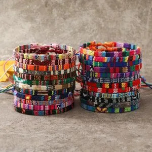 Armband van stof, gevlochten armbanden, etnisch, kleurrijk, verstelbaar