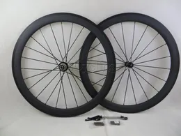 Koła rowerowe Carbon Road Wyścigi Clear Płaszcz Rim 3k Głębokość 50mm Clincher Rurowy rowerowy Wheelset Powerway R36 Hubs Bazaltowa powierzchnia hamulca 700c