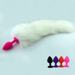 Sexy Charming White Cat Tail Anal Plug Prostate Massager Animal Fur fox tail plug Juguetes Eroticos Anal Sex Toy For Adult Game 2015 NEW Best quality