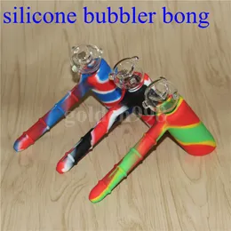 hookahs Silicone Hammer bong 6 holes perc percolator bubbler water pipe matrix smoking tobacco pipes bongs showerhead