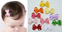 10 SZTUK 2 "Punkt Wave Dot Hair Bow Clip Baby Mini Hairbows Grosgrain Wstążka Boutique Bowknot Z Alligator Klip Akcesoria do nakrycia głowy HD3346