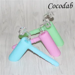 glow in the dark matrix hammer bubbler bong silicone/glass hammer bubbler oil rigs pipes + 4mm 18.8mm male 100% quartz nail