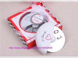 100pcs A Slice of Love Pizza Cutter knife in Miniature Pizza Box Favors Decoration Wedding Party Favor Gifts DHL Fedex Free shipping