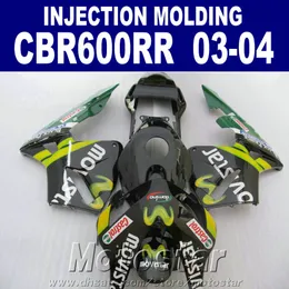 100% Fit! Moldagem por injeção + 7 presentes para HONDA CBR 600RR carenagem 2003 2004 peças de plástico ABS preto cbr600rr 03 04 partes de reparação do corpo QGXS