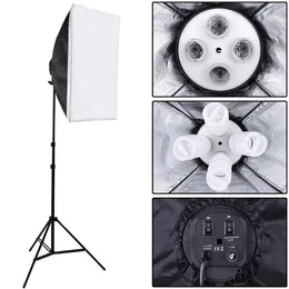 Freeshipping Photo Studio Kit Fotografia Illuminazione Portalampada a 4 prese + 50 * 70CM Softbox + 2m Light Stand Photo Soft Box VL-9004