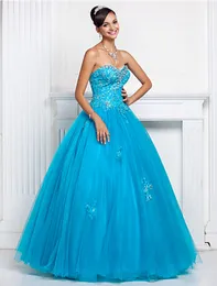 New High Quality Sweetheart Ball Gown Pleat Beads Floor-length Tulle And Lace Evening/Prom Dress