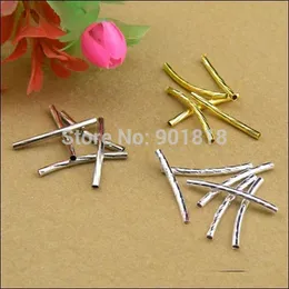 Partihandel-100pcs / Lot 2 * 25mm Guld / Silver / Rhodium Twist Thread Copper Tube Smycken Findings Tube Connectors Pärlor DIY Material F1728-1