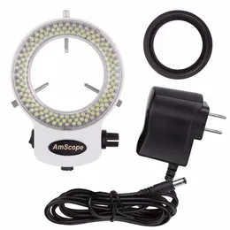 Freeshipping levererar justerbar 144 LED-ring ljusbelysning för stereomikroskopkamera