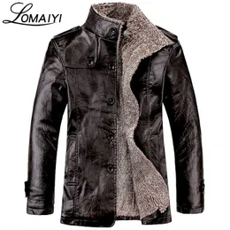 Großhandel - Lomaiyi New Plus Size M-8XL Herren Winter Lederjacke Männer Warme Dicke Faux Pelzmantel Herren Schwarz Motorrad PU Windjacke, BM057