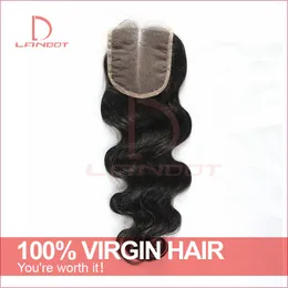 Betyg 6a Lace Closure Brasilian Body Wave Gratis / Mellan / 3 Vågig del 4x4 "Virgin Brasilian Hair Top Stänger Naturlig Färg Mänskligt Hårluckor