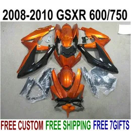 High quality bodywork set for SUZUKI GSXR750 GSXR600 2008-2010 K8 fairings K9 GSX-R600/750 08 09 10 brown black fairing kit KS52