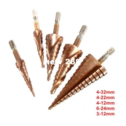 5pcs/set HSS Cone Step Drill Bits Set For Woodworking Titanium Coated Hole Golden Electric Hand Drill HSS-Co M35 Wood Drilling