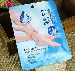 Rolanjona fötter masker mjölk och bambu ättika fötter maskera hudskalning exfoliating död hud ta bort för fötter vård 38g / par