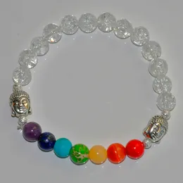 Sn0223 Crystal Quartz Stone Buddha Chakra Power Energy Armband Reiki Mala Pärlor Bön Andlighet Mind Body Spirit Armband