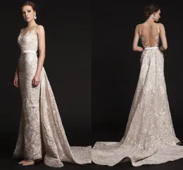 2016 ASHI Studio Koronki Suknie wieczorowe Sheer Neck Draped Pociąg Koronki Appliqued Bez Rękawów Formalne Suknie Wieczorowe Mermaid Vestidos de Festa