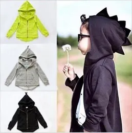 New Arrival Baby Girls Boys Dinosaur Hooded Jacket Cartoon Long Sleeve Outerwear Kids Casual Children Autumn Winter Clothes 3Colors