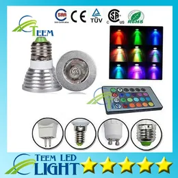 RGB 3W E27 E26 GU10 Led lamp E14 GU5.3 85-265V / MR16 12V Led Spotlights lighting bulb 16 Colors Change + IR Remote Controller
