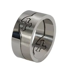 Titanium Steel Mäns Smycken Mode Personlighet Öppningsbara Ringar Fashion Cross Tillbehör Silver Storlek 7-12