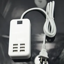 6 portar USB reseväggladdare 5V 6A 30W USB bordsladdare Adapter USA EU-kontakt med 1,5 m kabel för Samsung s6