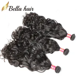 8-34 tum hårbuntar brasilianska jungfruliga mänskliga hårvävförlängningar naturliga våg 3 ​​stiga av hög kvalitet weft bellahair