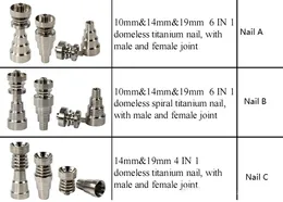 tytanowe gwoździe bez kopuły 4 w 1 i 6 w 1 tytanowe gwoździe z męskim i żeńskim złączem do szklanej fajki bong uniwersalne