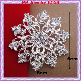 6 CM Coração de Prata Broche de Flor Com Cristal Claro Brilhante Para As Mulheres, Festa, Broche de Presente Pinos, Broche de Noiva Buquê de Casamento B559