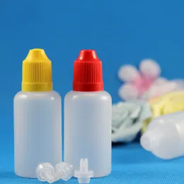 100 uppsättningar 30 ml (1 oz) plastdroppflaskor Barnsäkra kepsar Tips LDPE för E-ånga CIG-vätska 30 ml