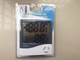 Hot Sale !! Ny LCD Digital Termometer Temperatur Luftfuktmätare Hygrometer Klocka HTC-1