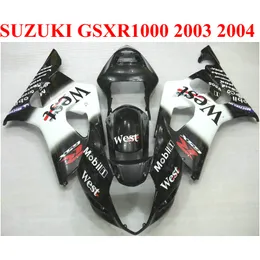 Plastic bodywork set for SUZUKI GSXR 1000 K3 k4 2003 2004 white black West fairing kit GSX-R1000 03 04 fairings set BP9