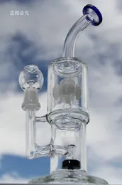 Neues Glasbong-Design Double Cross PERC WATER PIPE mit 14-mm-Quarte-Kuppel ohne schwere Glasbongs zum Rauchen von Bubbler-Ölplattformen