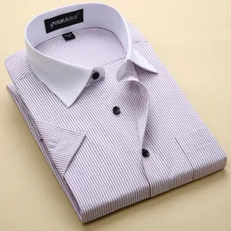 Wholesale- New Arrival Brand Men's Striped Shirts Casual Social Business Formal Shirt High Quality Short Sleeve Dress Shirt For Men