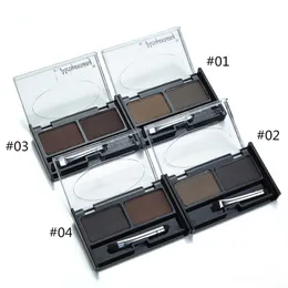 Wholesale-Fashion Women Ladies Girls Professional 2 Colours Makeup Shading Kit Eyebrow Powder Eyebrow and Brush Mirror