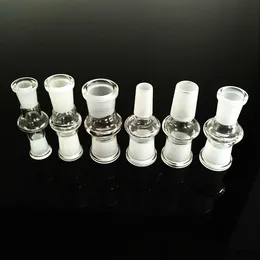 Hookahs Medglass 18mm till 14mm Manlig drop -down Extender Glass Adapter Connector Clear Lab Glassware