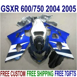 Peças de motobike Platic para SUZUKI GSXR600 GSXR750 2004 2005 K4 kit de carenagem GSXR600 / 750 04 05 carenagem de azul branco preto carretilhas R16J