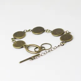 Beadsnice brass bracelet blank with 5 bezel setting bracelet crafts bracelet for 12mm round buttons glass cabochon and resin ID 12139