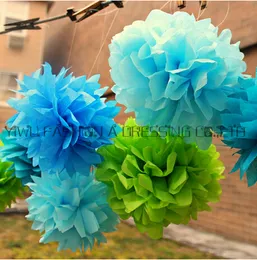 Partihandel-29 färger !!! 4INCH 50PCS Tissue Paper Pom Poms Flower Kissing Balls Home Dekoration Festivt Party Supplies Wedding Favors