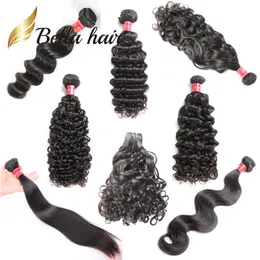 Bella Cabelo Brasileiro 8-34 Polegadas Feixes de Cabelo Humano Não Processado Osso Onda Corporal Reta Solta Profunda Onda de Água Encaracolada Onda Natural Extensões de Cabelo Julienchina 0MC0