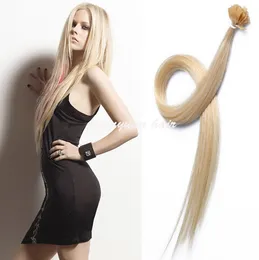 7A 16 "-24" Flat Tips Hair Extension Brasilian Remy Hair 0.7g / s 200s / Lot # 1 # 1B # 2 # 4 # 6 # 99J # 613 # 24 # 27 Keratin hårförlängning Mänskligt hår