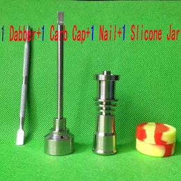 봉 도구 세트 16mm Domeless Gr2 티타늄 네일 카브 캡 Dabber Slicone 항아리 유리 봉 흡연 워터 파이프