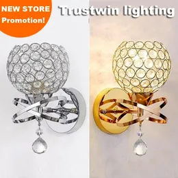 Ball round globe crystal wall light living corridor silver golden stair crystal wall sconce bedroom bedside crystal wall lamp