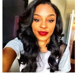 Mongolian Virgin Human Hair Wigs for Black Women Lace Front Wigs HumanHair Wavy Medium Cap Natural Color Bellahair